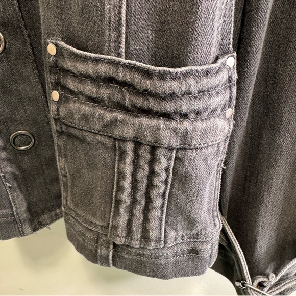 Coldwater Creek Faded Black Snap Button Down Denim Jean Jacket Size Large - Picture 5 of 13